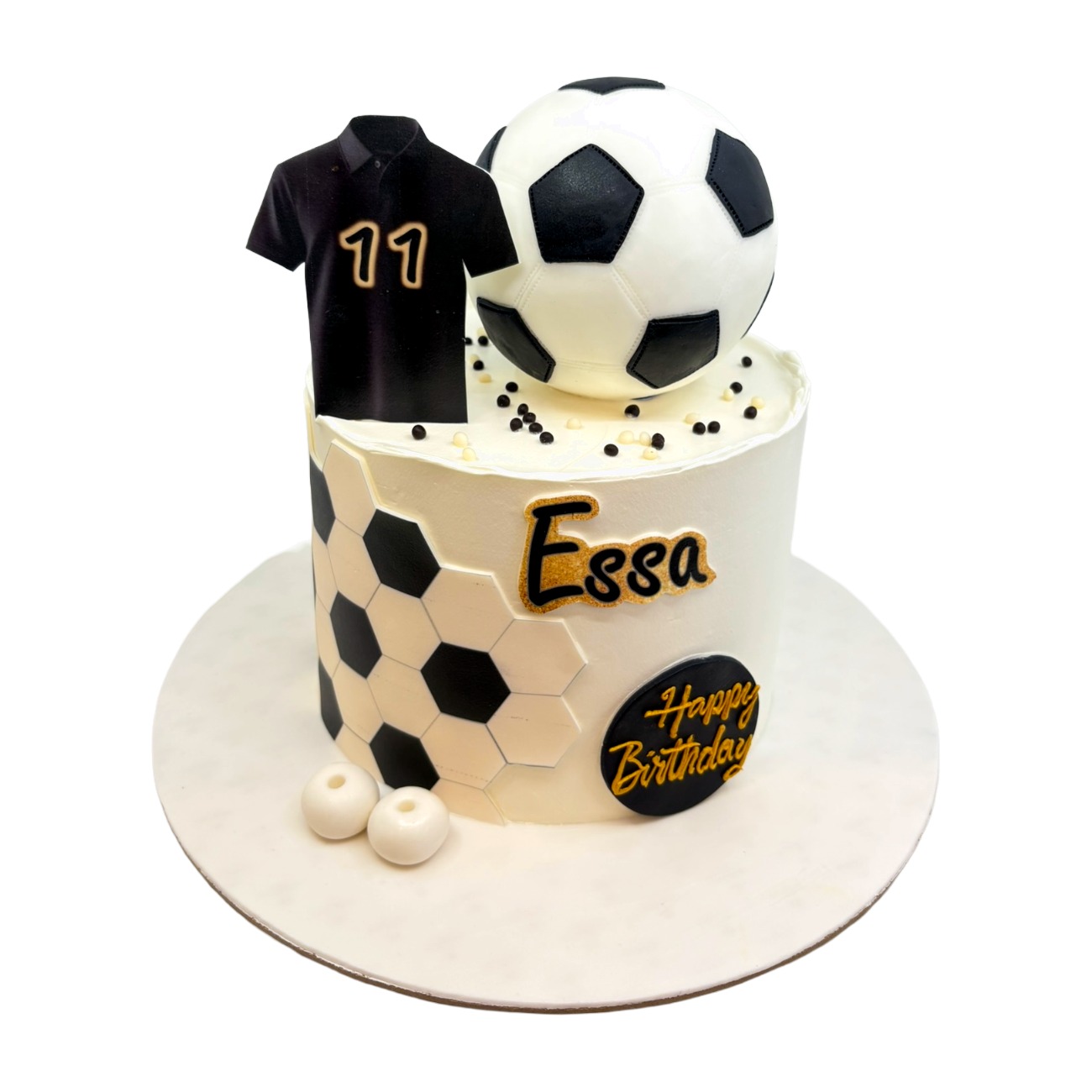 Modern Black Jersey & Football Birthday Cake