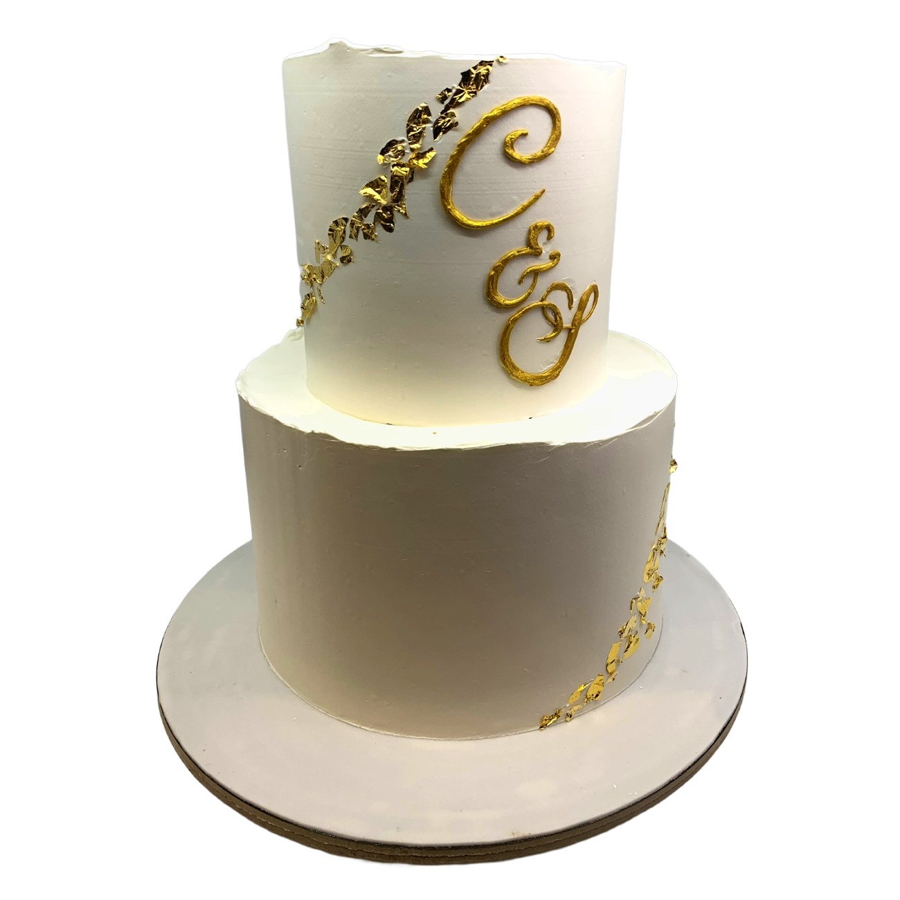 Modern Gold Foil Monogram Wedding Cake
