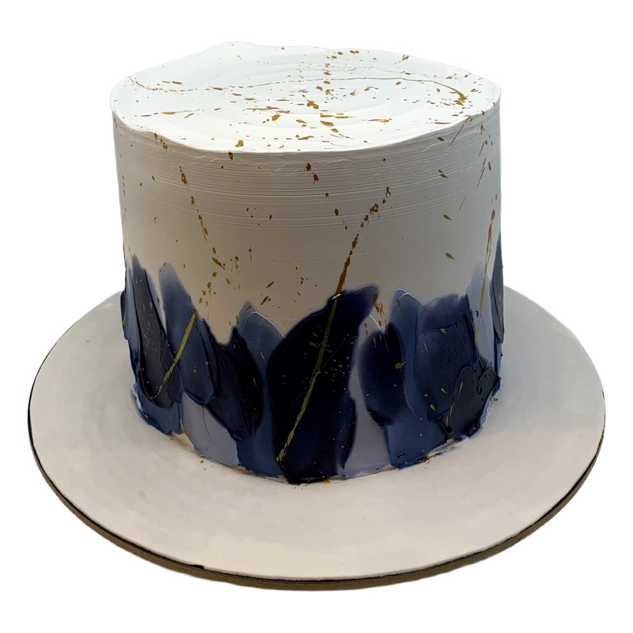 Modern Indigo & Gold Palette Knife Cake