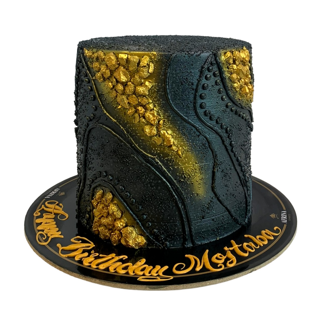 Obsidian & Gold Geode Cake