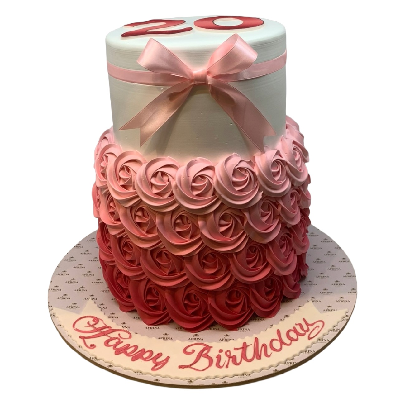 Ombré Two Tier Pink Gradient Rosette Cake