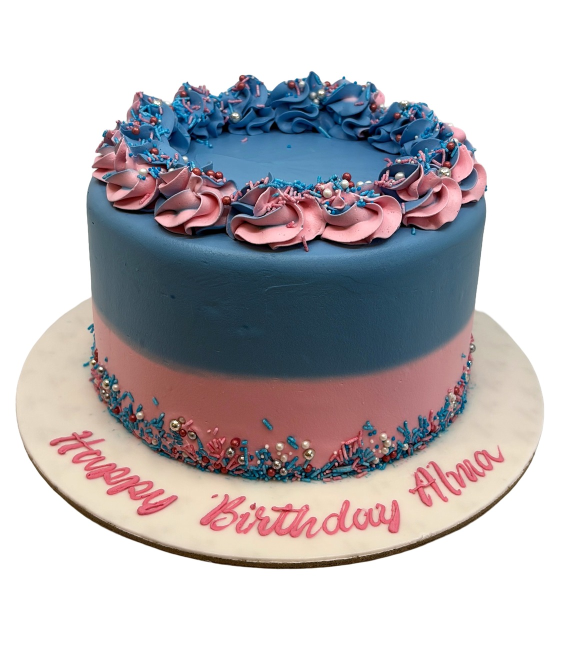 Ombre Pink & Blue Gender Reveal Birthday Cake