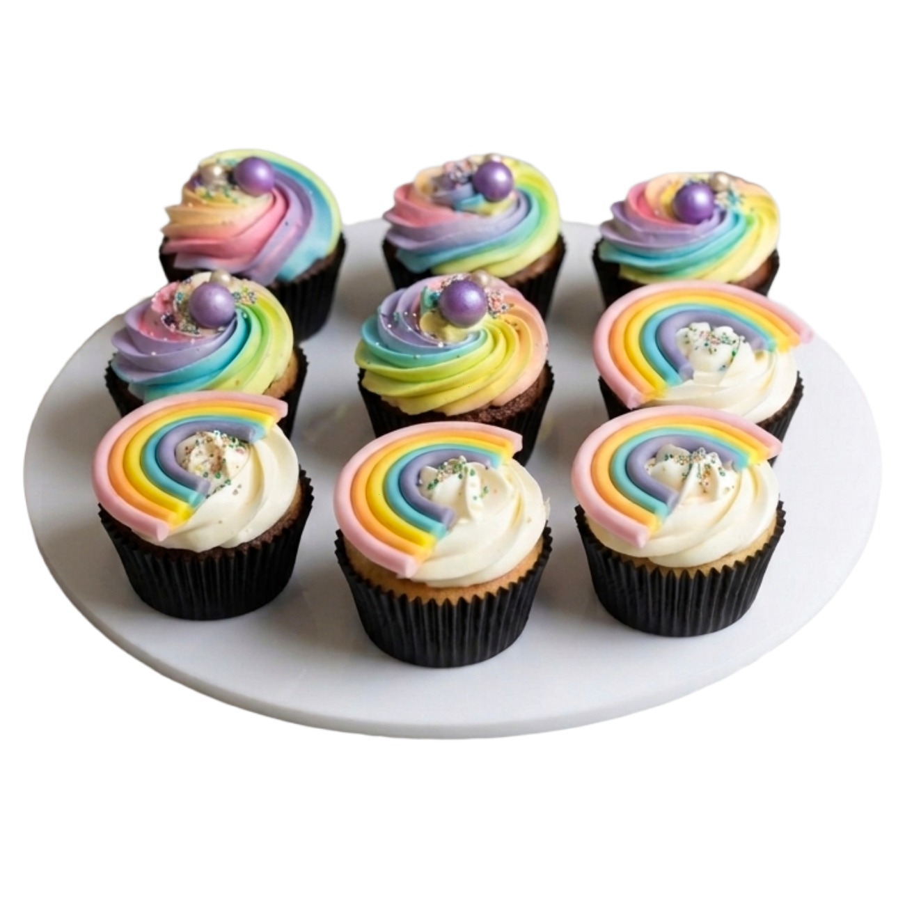 Pastel Rainbow Cupcakes