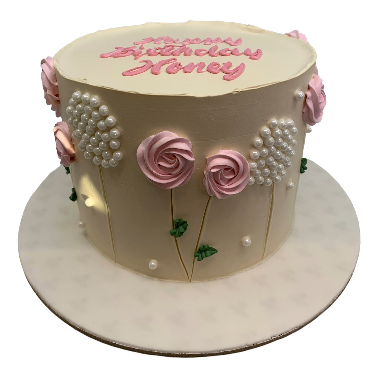 Pearl Blossom Honey Birthday Cake
