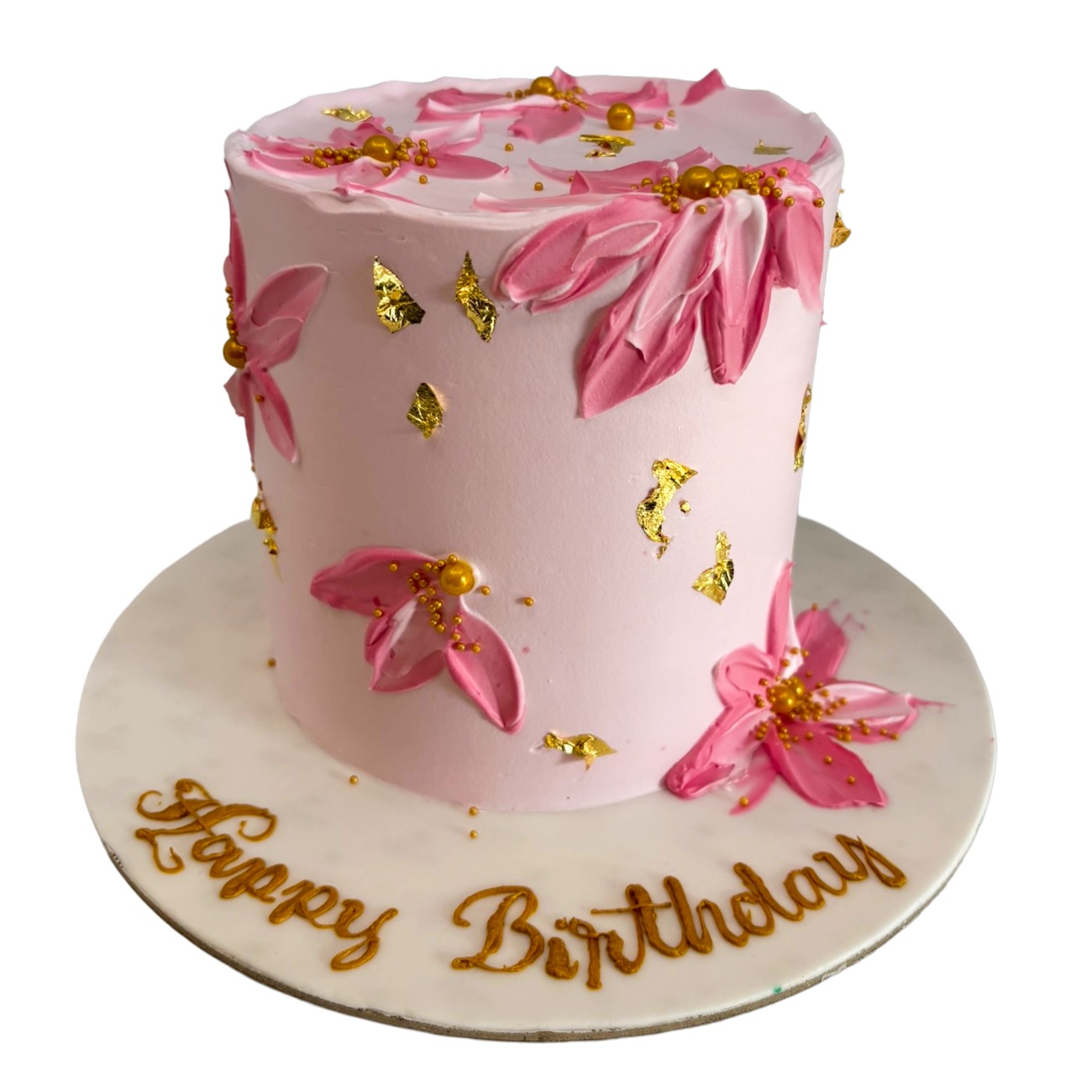 Pink Petal & Gold Leaf Cake