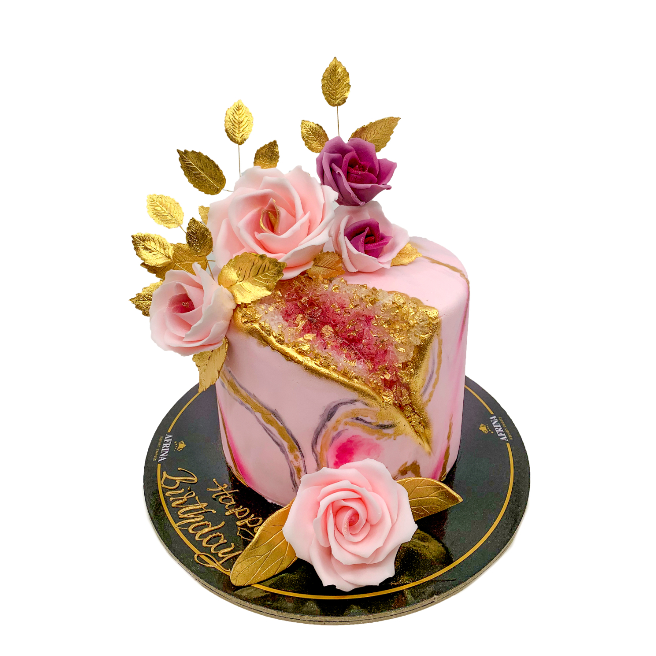 Pink Quartz Geode Rose Cake