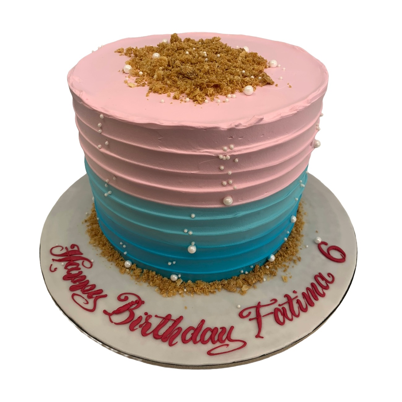 Pink and Blue Ombre Ruffle Cake