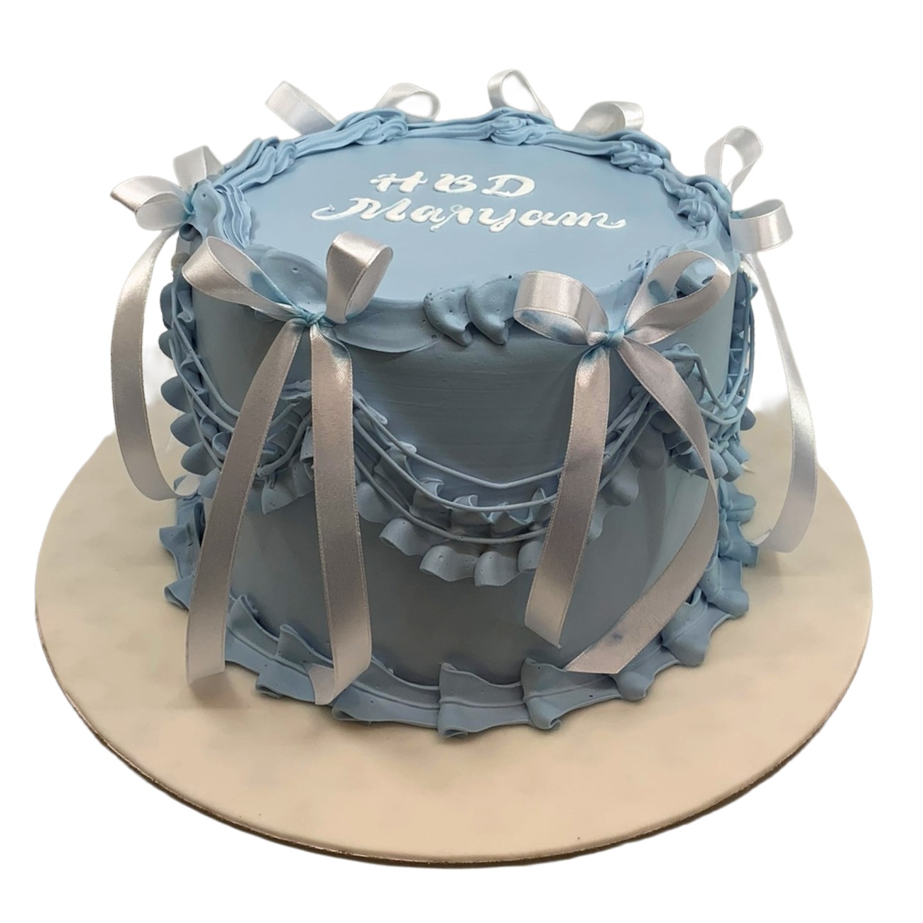 Powder Blue & Silver Silk Vintage Cake