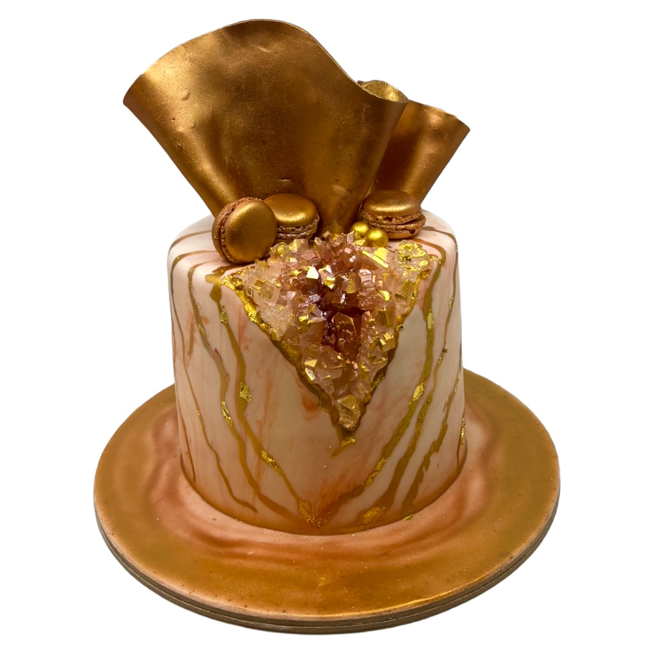 Rose Gold Quartz Geode Cake