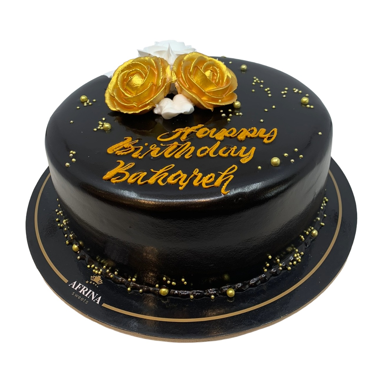 Royal Black & Gold Rose Cake