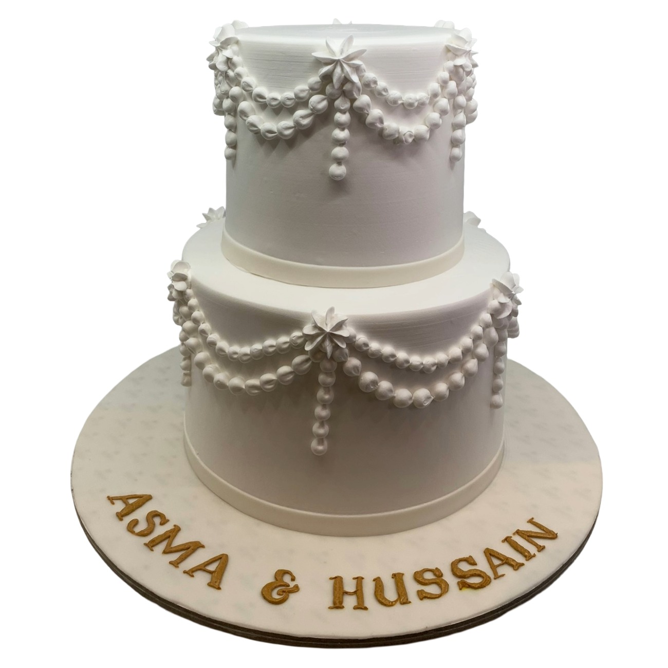 Royal Pearl Swag Wedding Cake