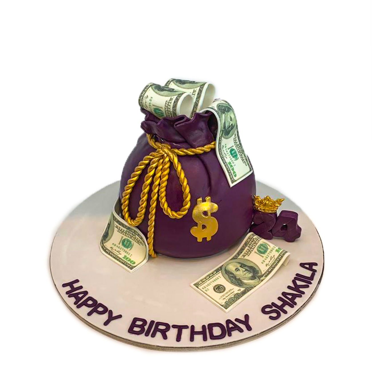Royal Purple Fortune Sack Cake