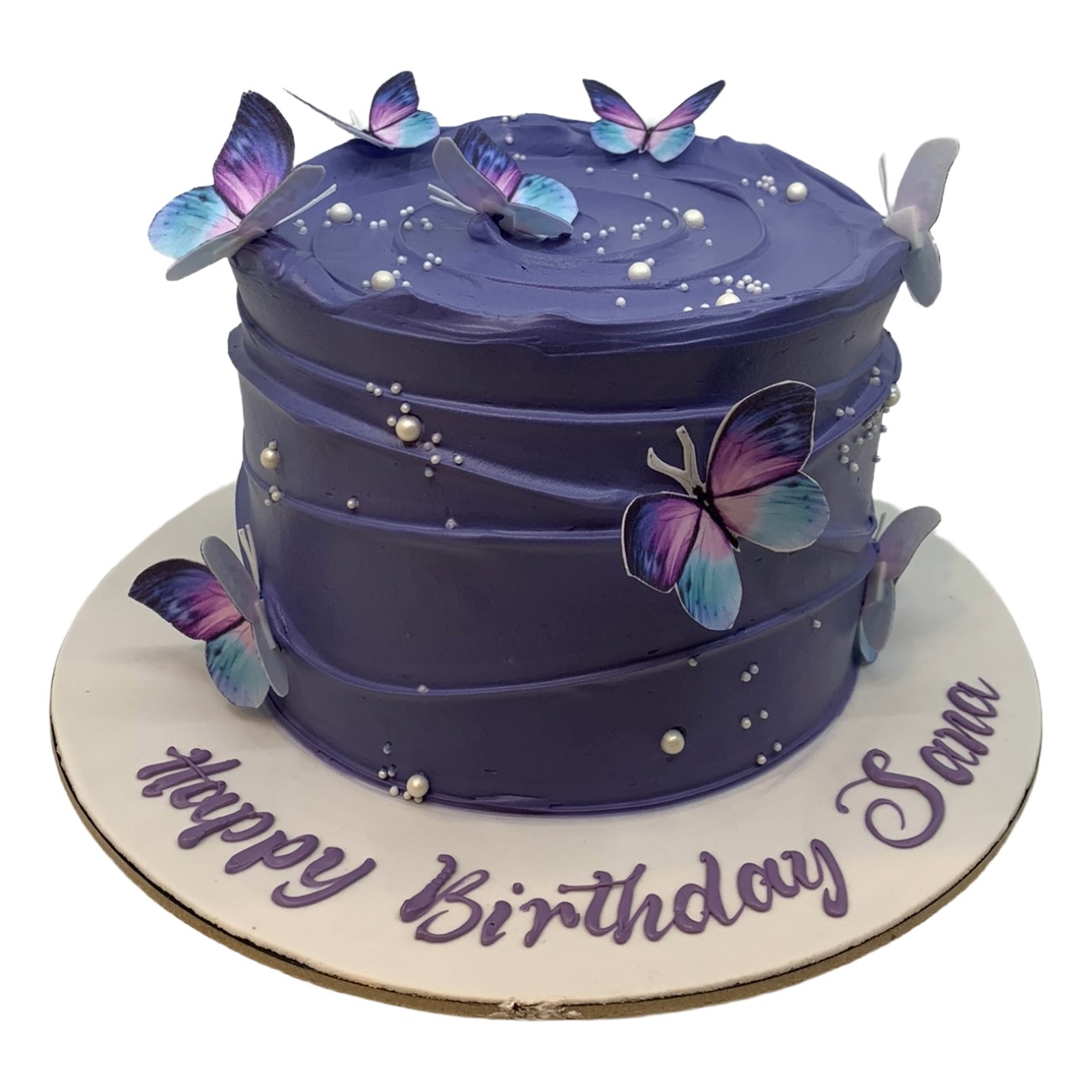 Royal Violet Butterfly Pearl Cake