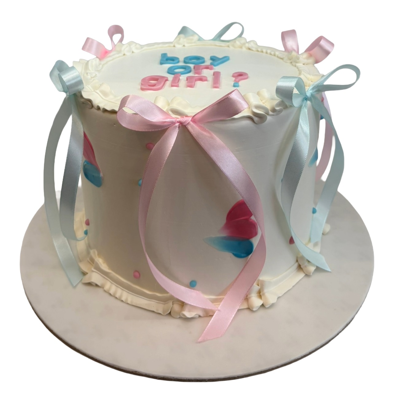 Satin Ribbon "Boy or Girl" Reveal Cake