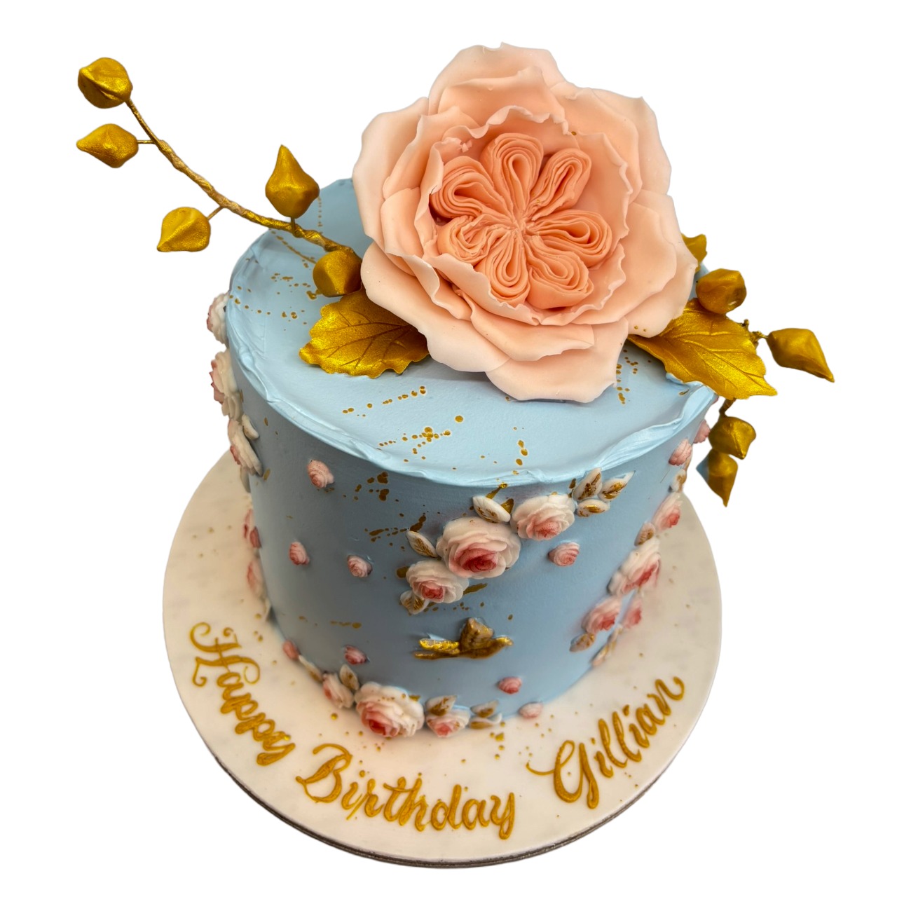 Serene Blue Botanical Cake