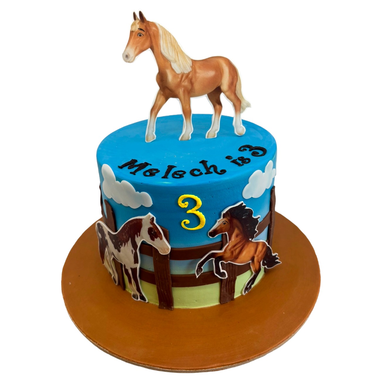 Sky Blue Kids Horse Cake