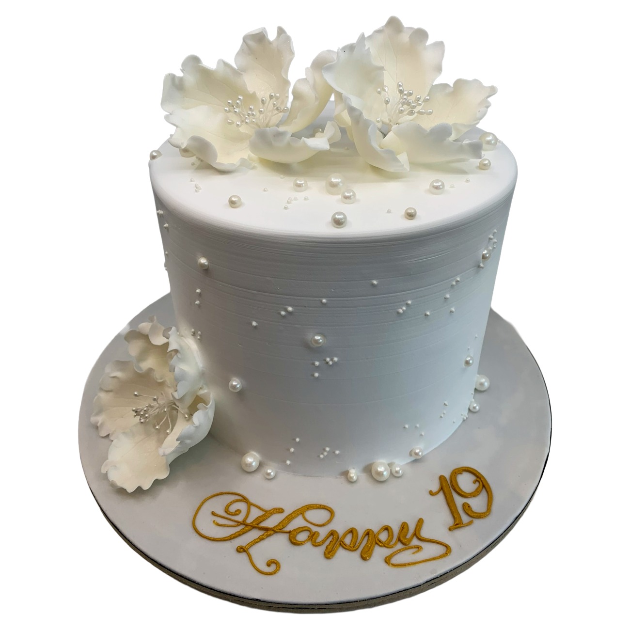 Snow White Peony & Pearl Cake