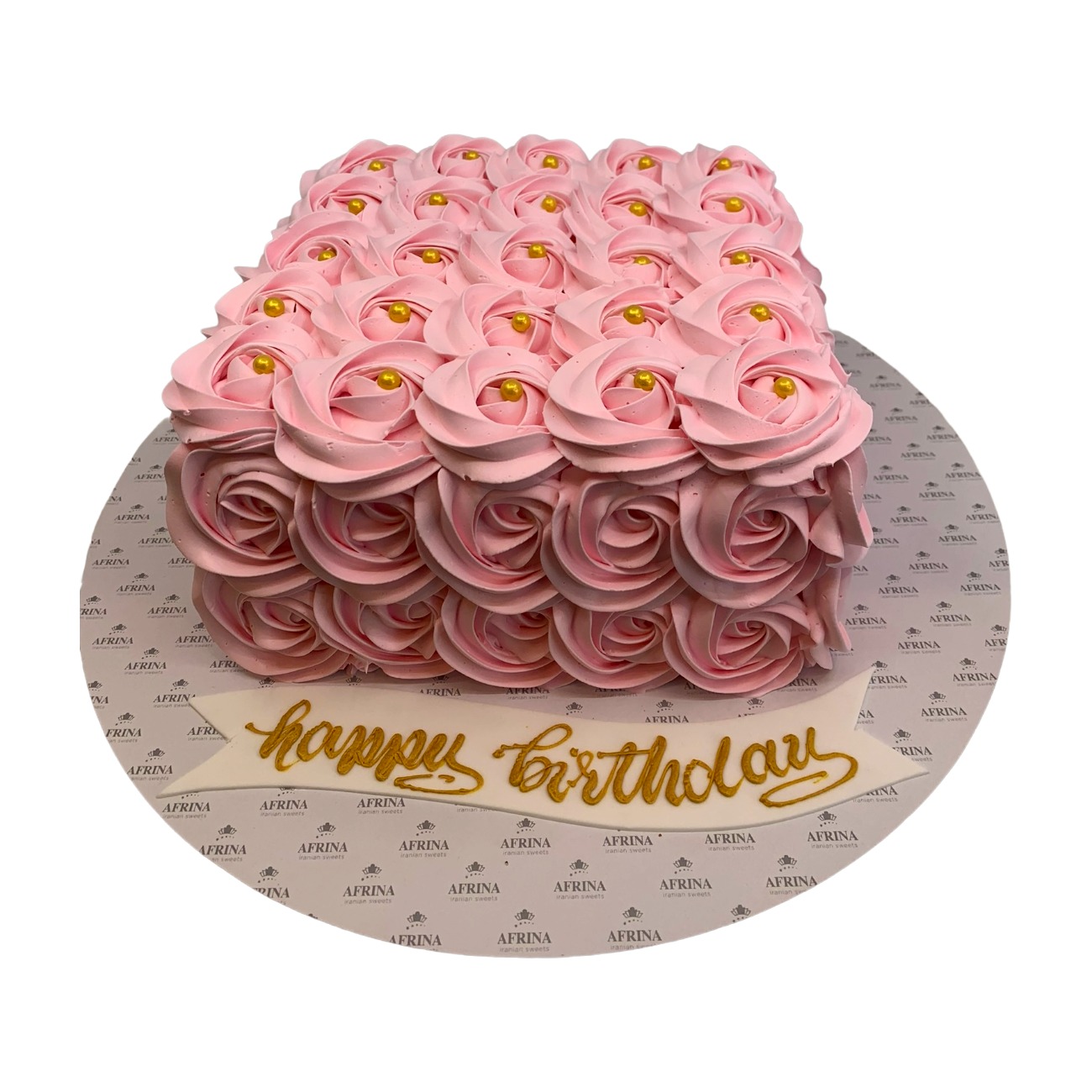 Square Velvet Rosette Cake