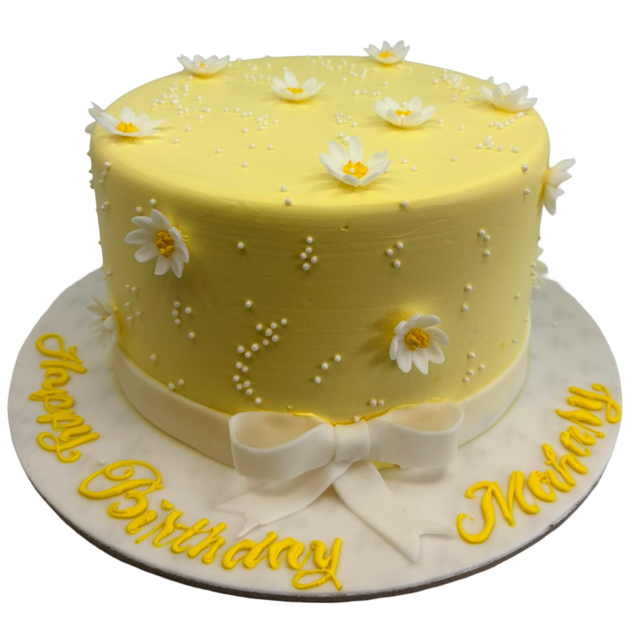 Sunny Daisy Ribbon Cake