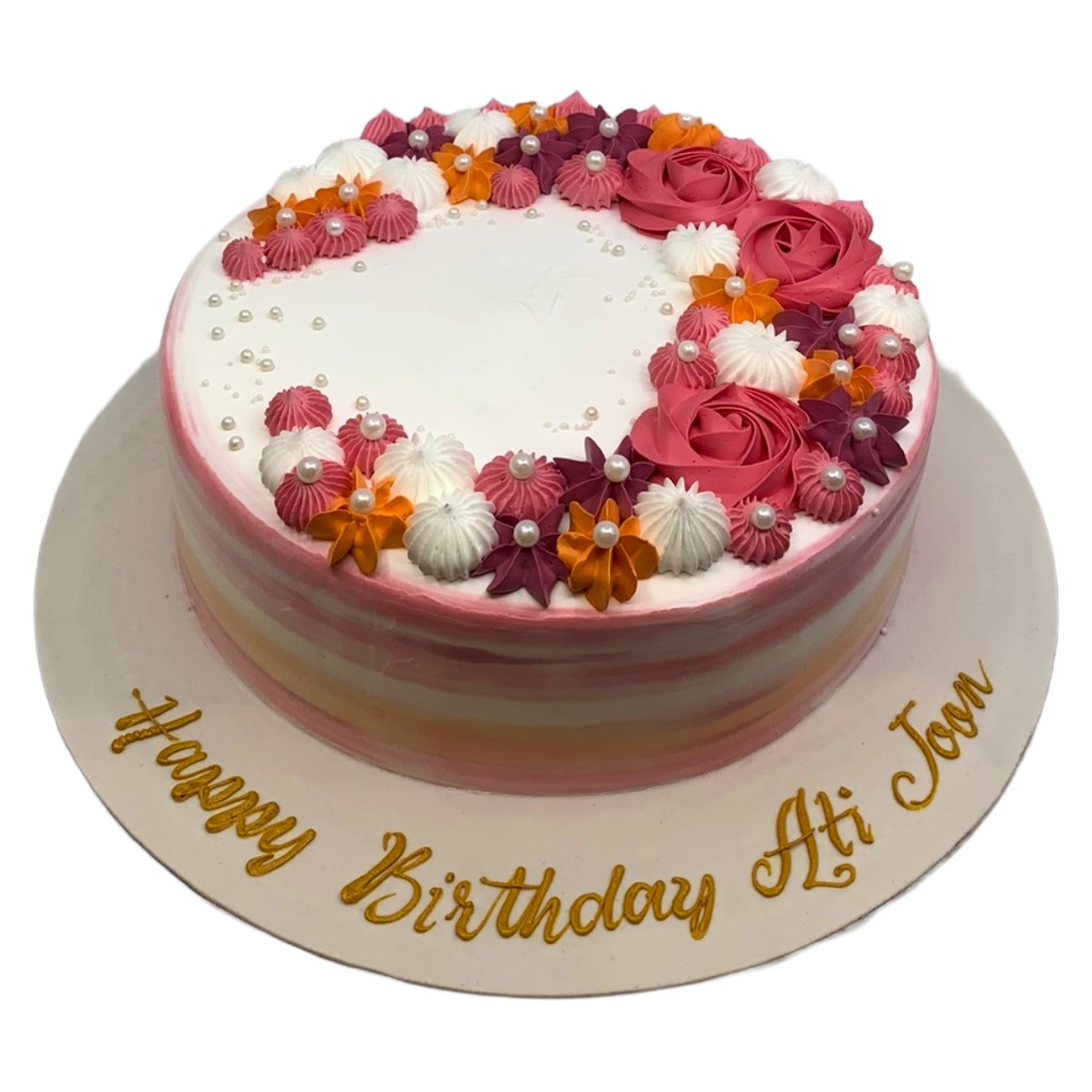 Sunset Blossom Crescent Cake