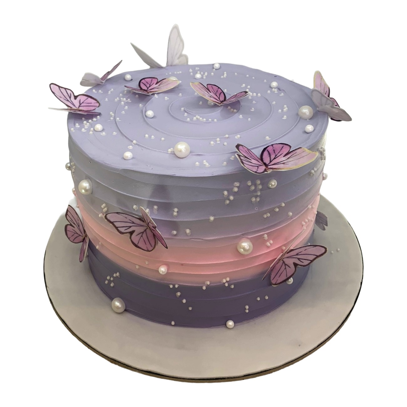 Sunset Ombré Butterfly Cake