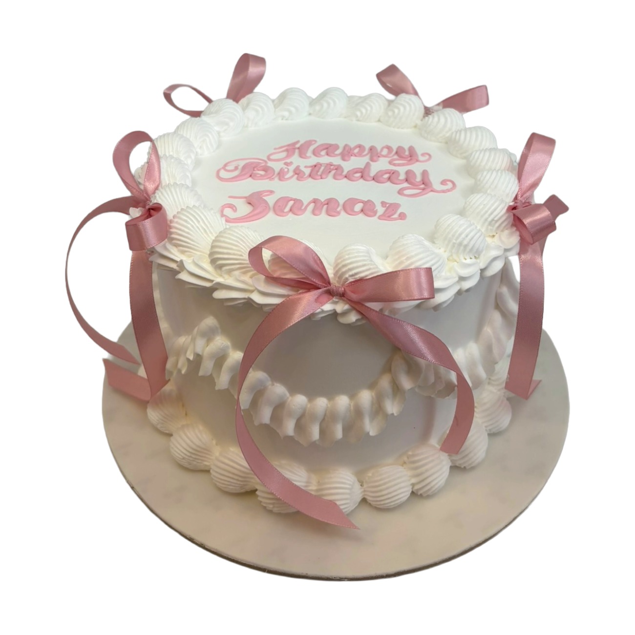 Sweet Pink Vintage Coquette Ribbon Cake