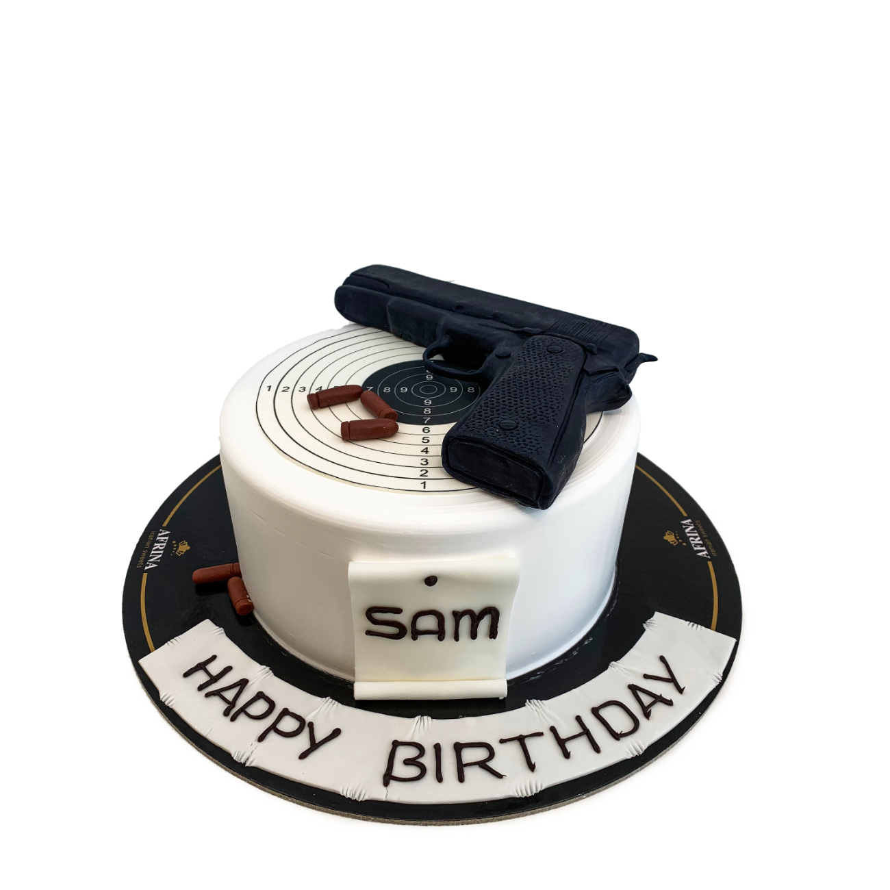 Tactical Handgun & Shooting Target Birthday Cake