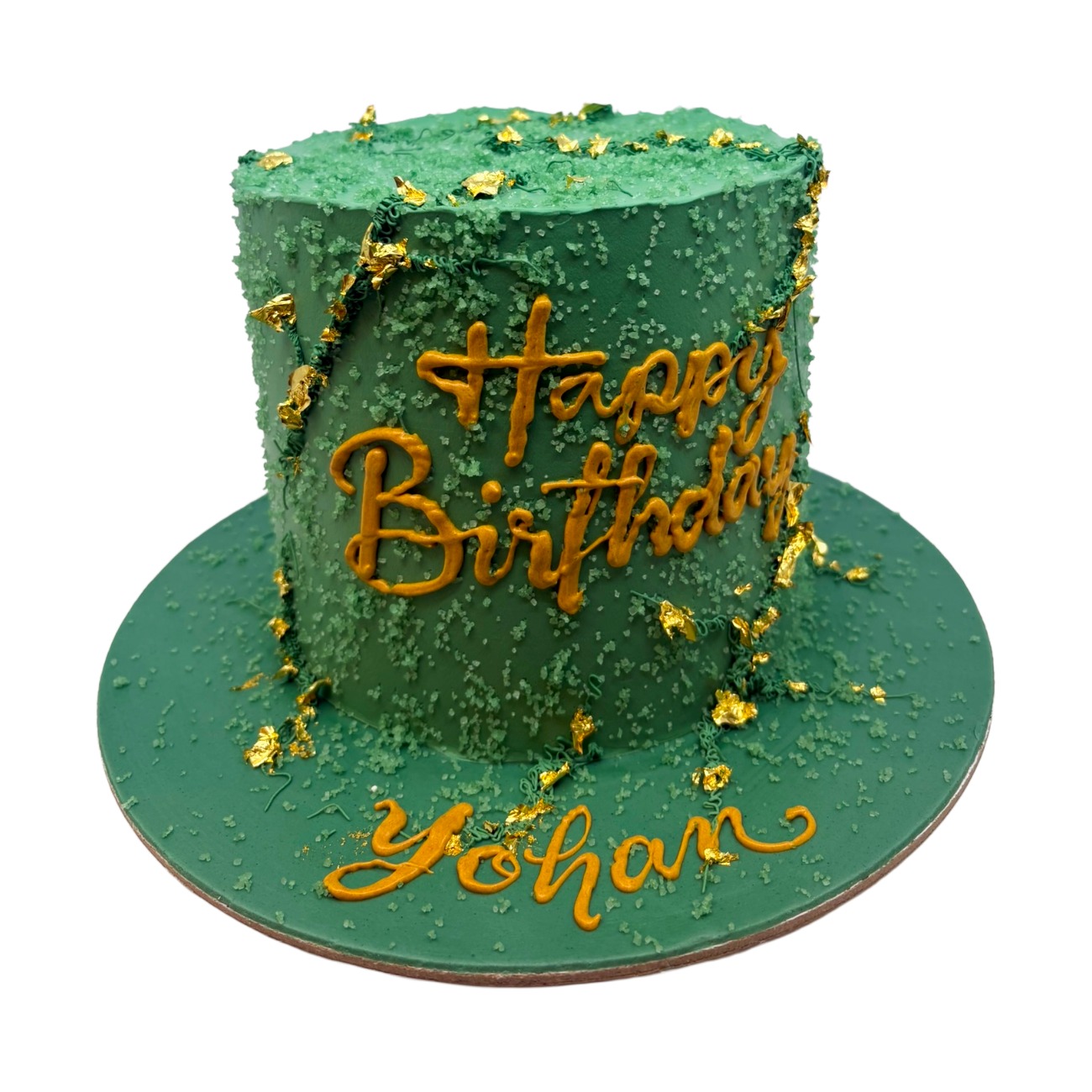 Textured Emerald Green & Gold Cake
