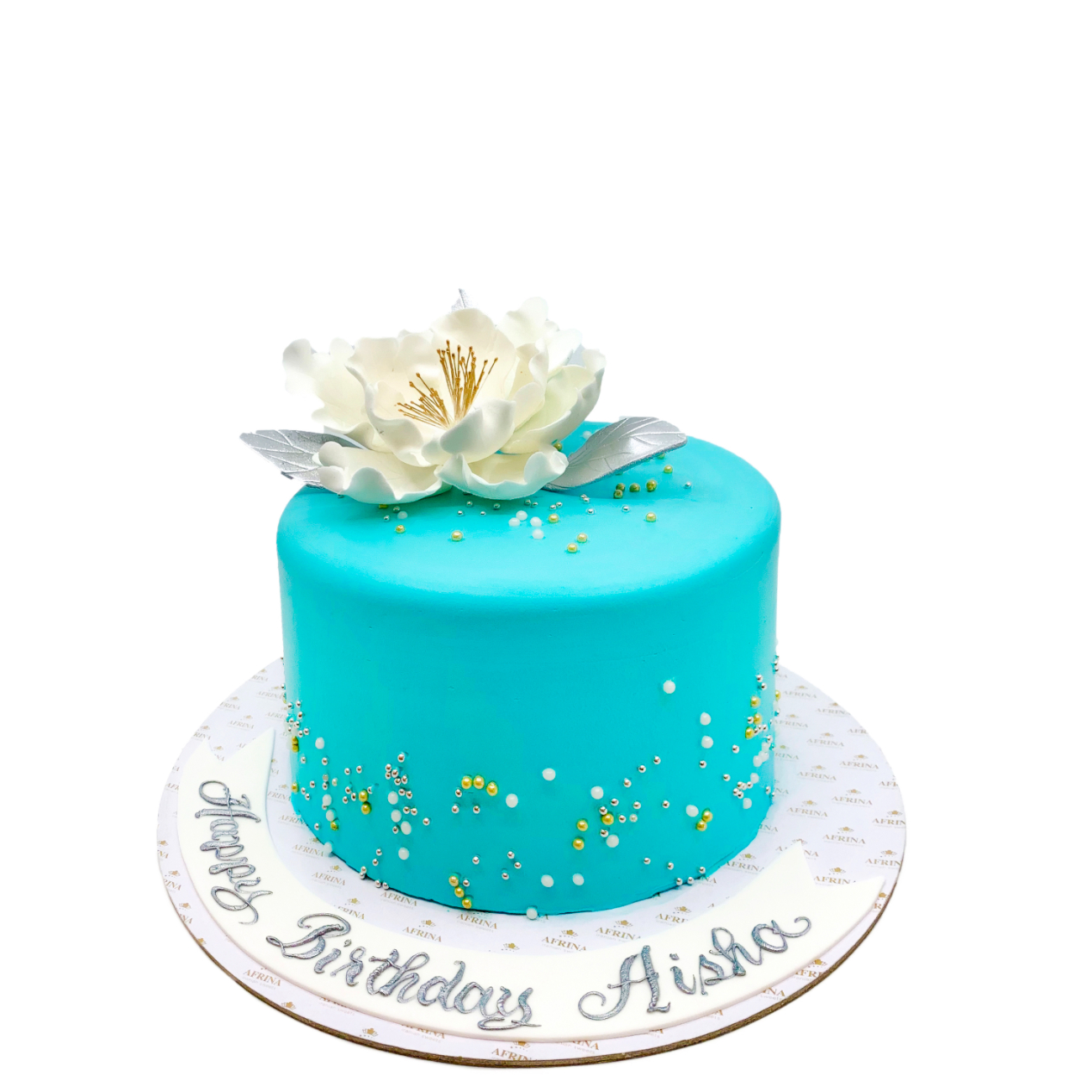 Turquoise Breeze Sugar Peony Cake