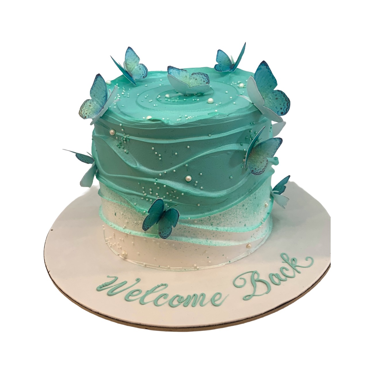Turquoise Wave Flutter Cake
