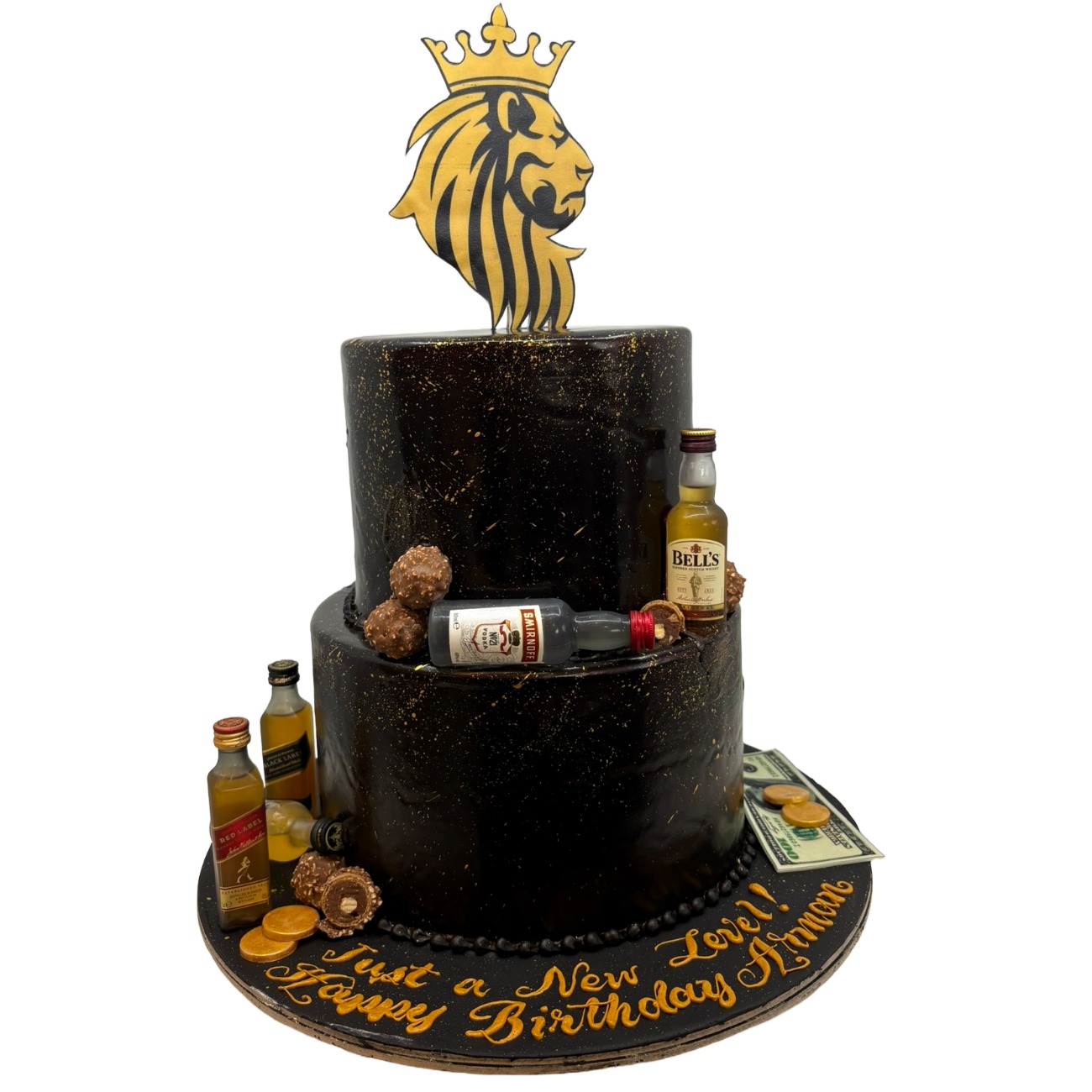 Two-Tier Lion & Whiskey Cake