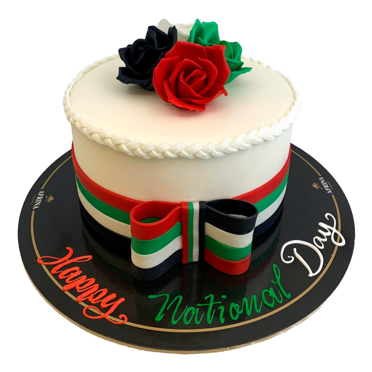 UAE National Day Ribbon & Rose Cake
