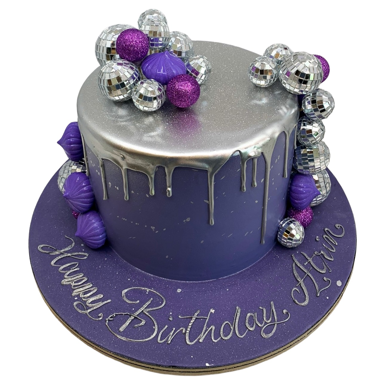 Ultra-Violet Disco Drip Cake