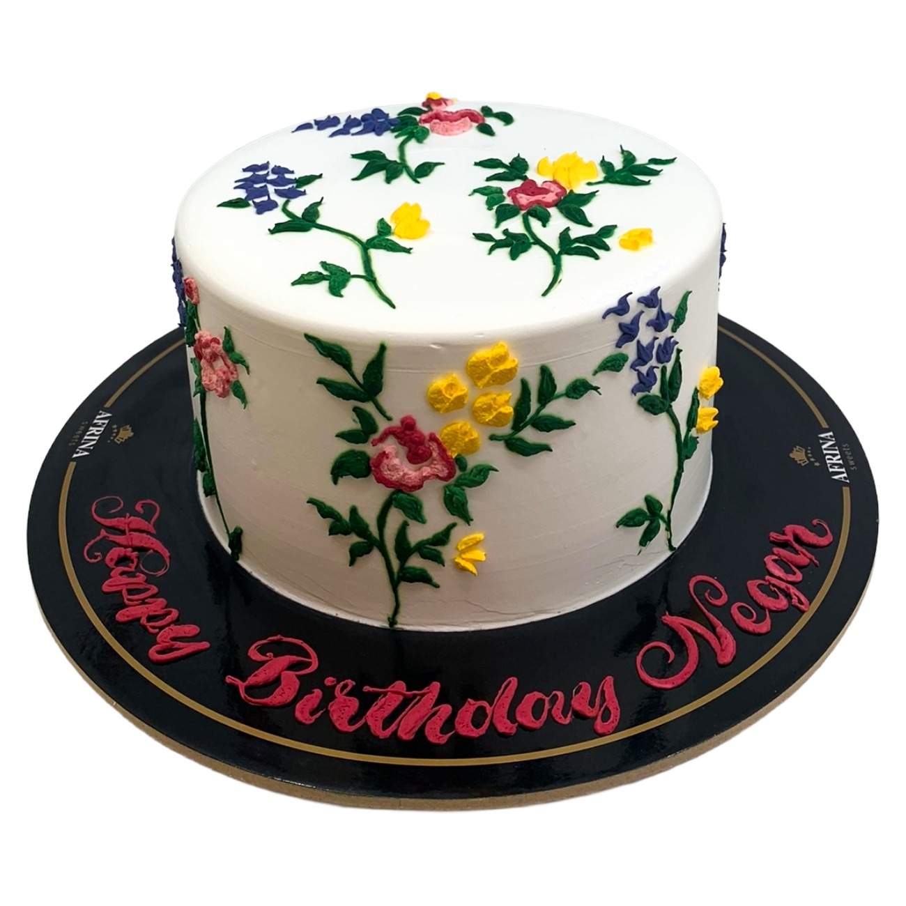 Vibrant Hand-Piped Wildflower Cake