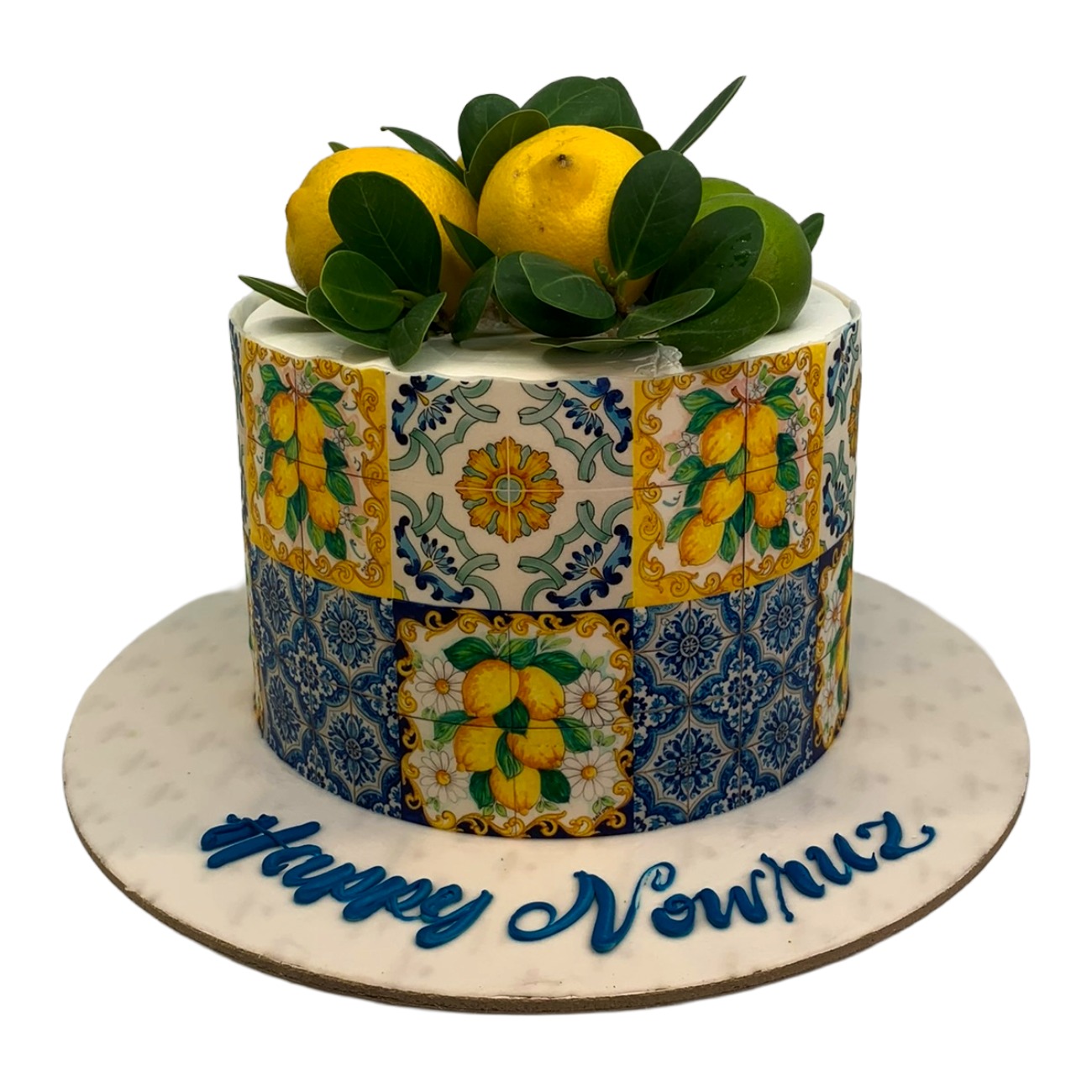 Vibrant Nowruz Lemon & Tile Motif Cake