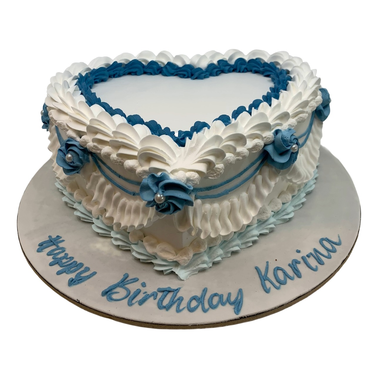 Vintage Blue Ribbon Heart Lambeth Cake