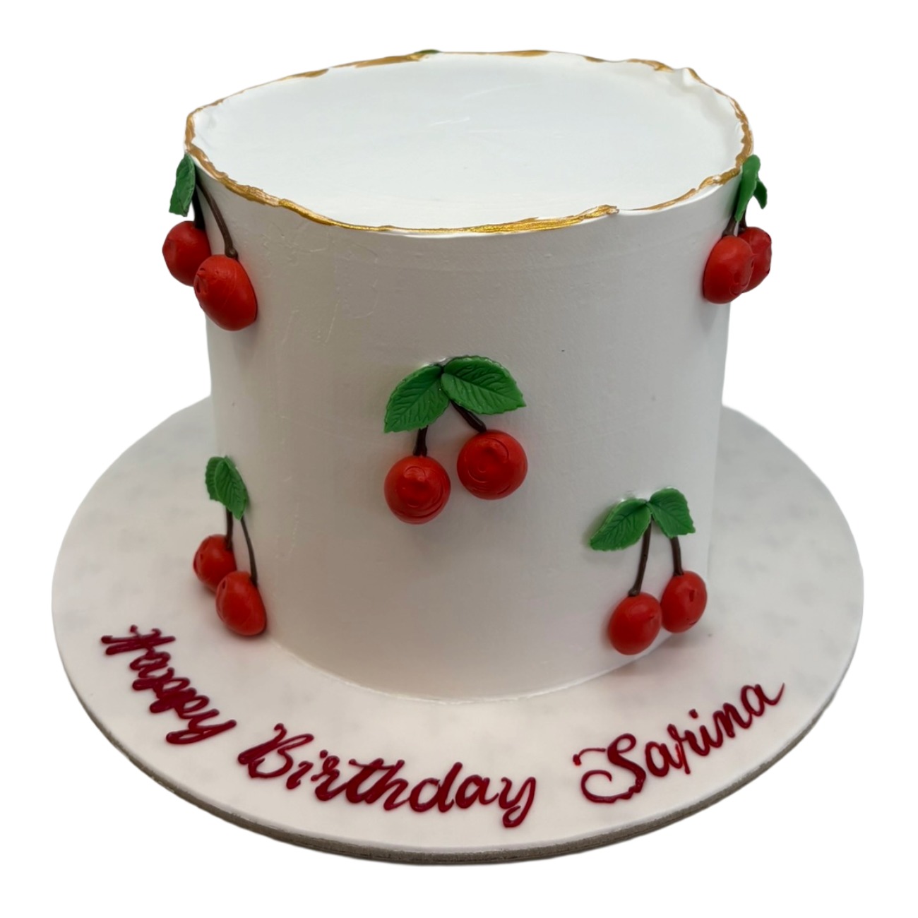 Vintage Cherry Gold-Rimmed Cake