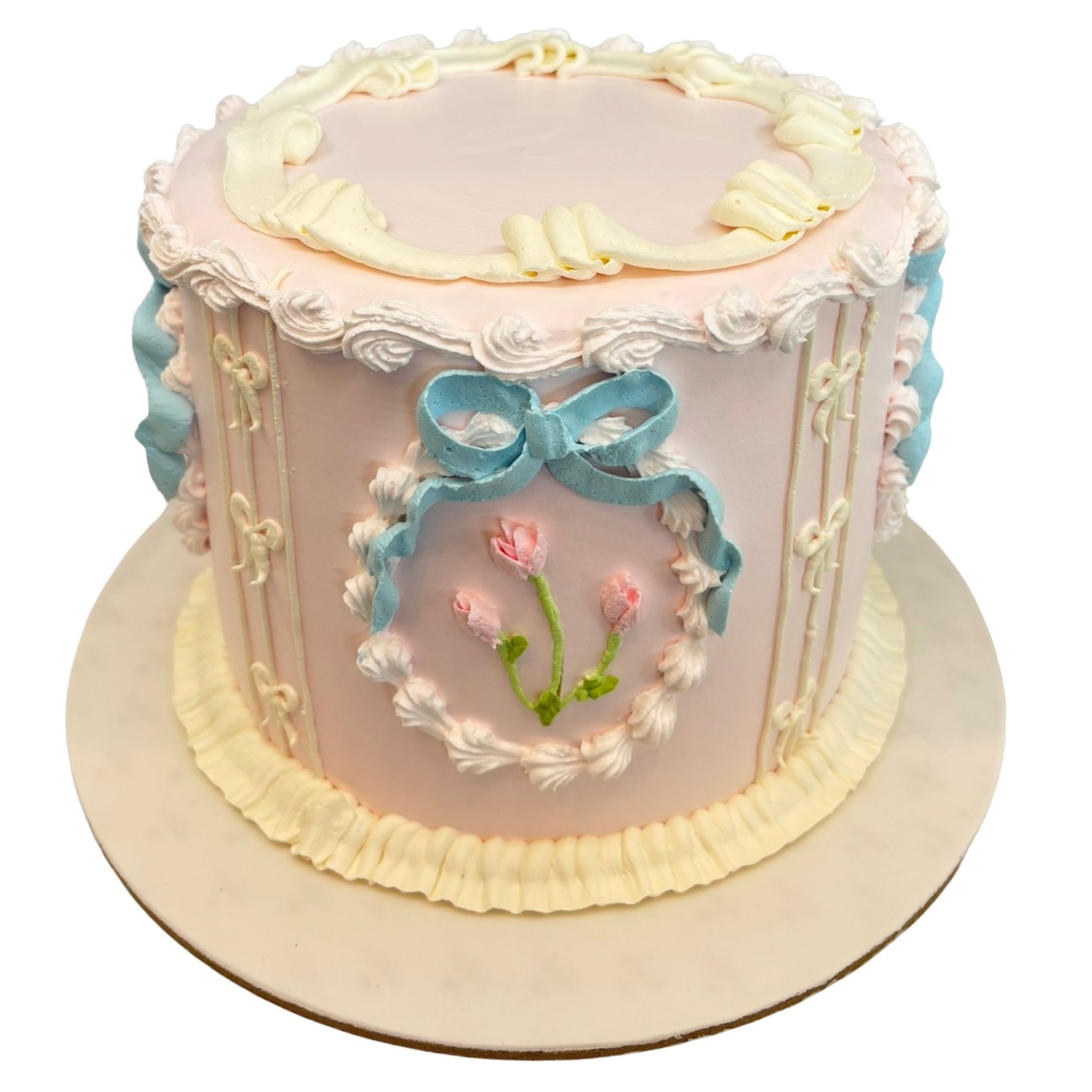 Vintage Coquette Bow & Tulip Lambeth Cake
