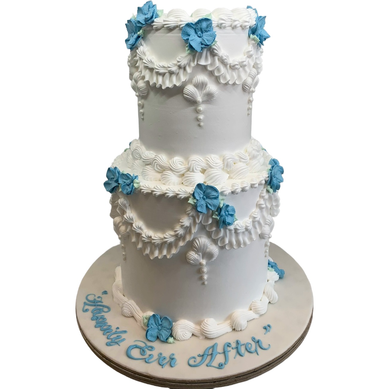 Vintage Lambeth Blue Wedding Cake