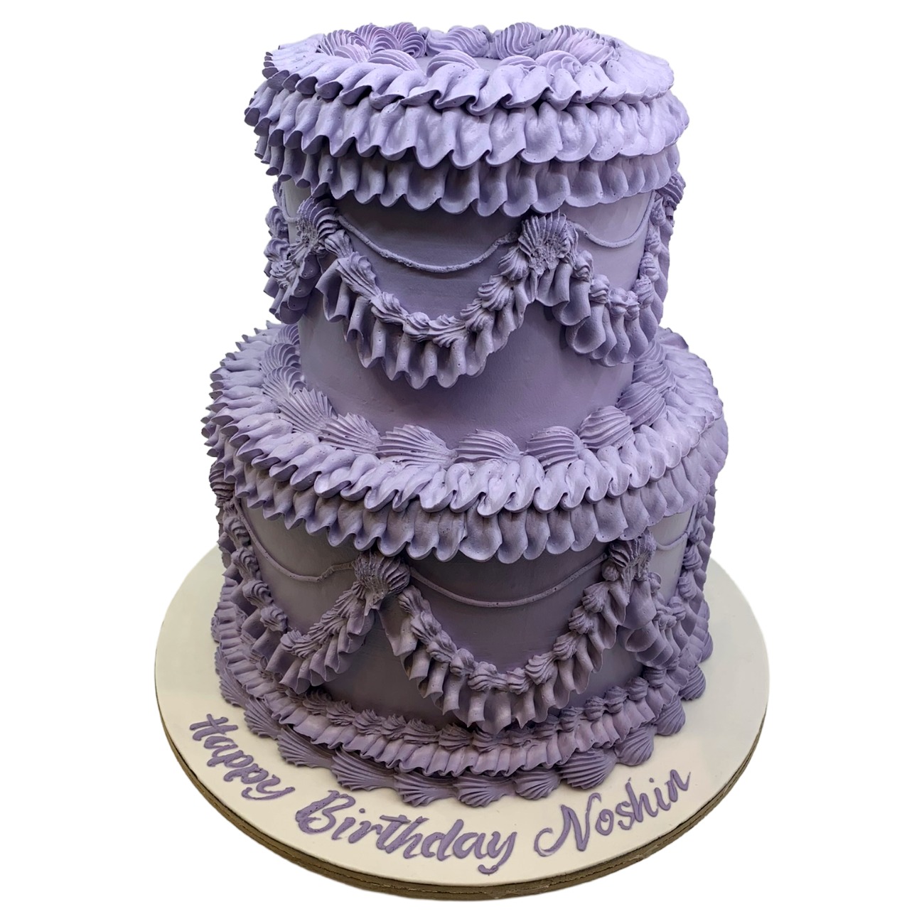 Vintage Lavender Lambeth Ruffle Wedding Cake