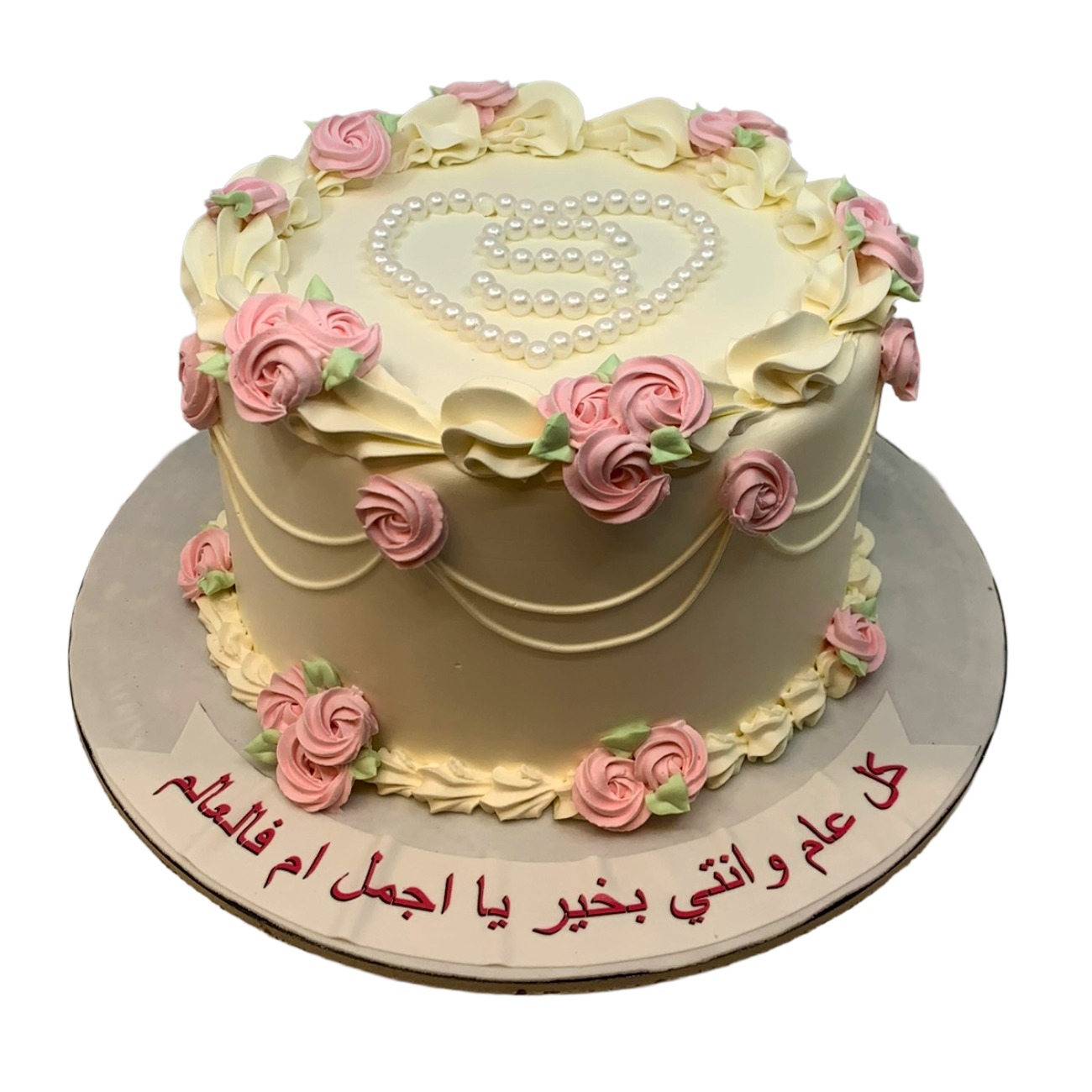 Vintage Pearl & Rose Swag Cake