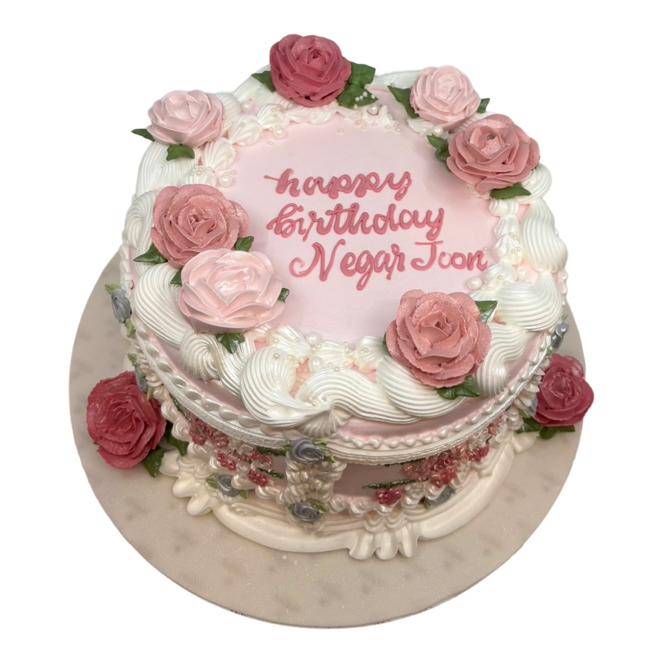 Vintage Pink Rosette Lambeth Cake