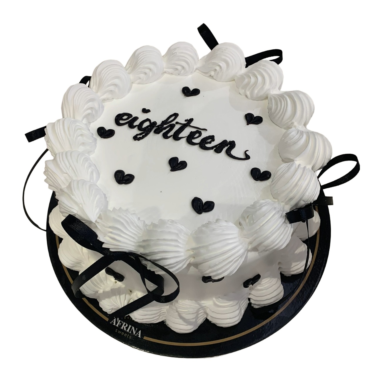 Vintage Ribbon MonochromeMini Black Heart Cake
