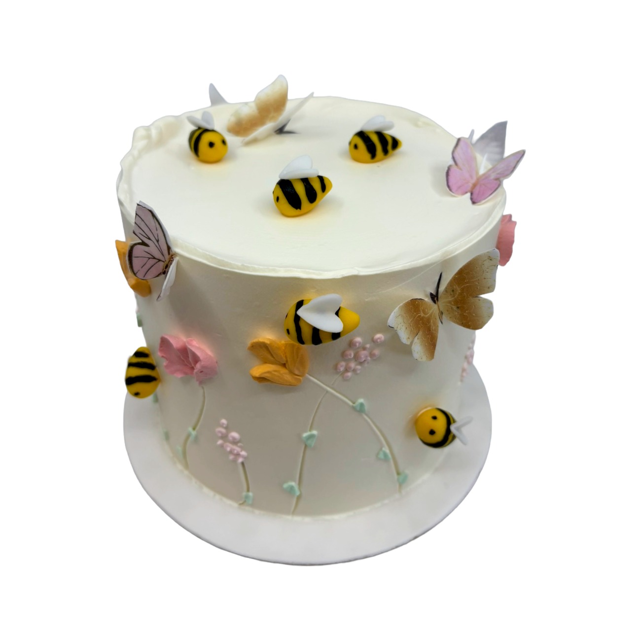 Whimsical Garden Bee & Butterfly Cake